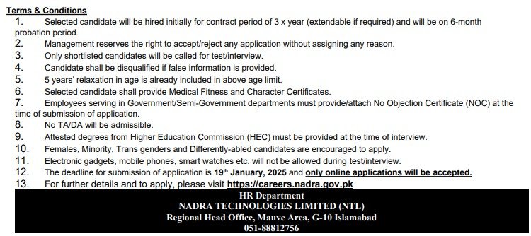 nadra govt jobs